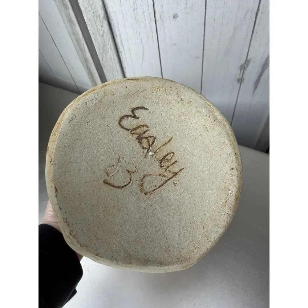 Vintage Signed Art Pottery Coil Vase Artist Swirl Brown Handmade Unique